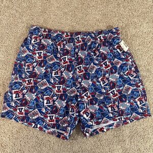 Islander Patriotic Swim Trunks Mens XL NWT USA Stamp Print Mesh Lined Shorts
